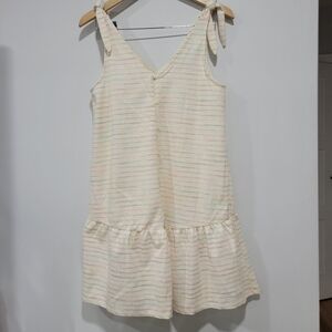 Loft Ann Taylor Women's Bow Strap Button Flounce Dress Size S Boho Coastal